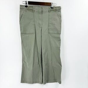 ✅ WHBM GREEN CROPPED WIDE LEG KHAKI PANTS SIZE 10 WITH POCKETS